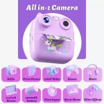 D8s Childrens Time Front/back Rear Hd Digital Thermal Print Camera 1080p 48mp Purple - Image 4