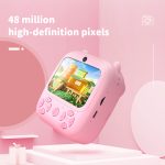 D8s Childrens Time Front/back Rear Hd Digital Thermal Print Camera 1080p 48mp Pink - Image 2