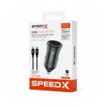 Speed-x Sx-c40 Pro 48w Dual Port Fast Car Charger With Usb-c To Usb-c Cable - Image 4