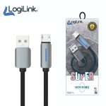 Logilink Usb To Micro Nylon Fast Charging Data Cable With Light 1m (1 Year Warranty) - Image 2