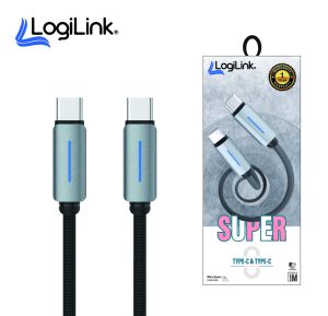 Logilink Type C To Type C Nylon Fast Charging Data Cable With Ligh1m (1 Year Warranty) - Image 2