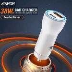 Aspor A910 Fast Car Charger Qc 3.0 Dual Aluminum Metal 38w Pd Portable - Image 2