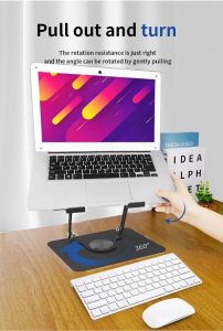 Laptop Stand 360 Degree Rotating Adjustable Portable Foldable 15 Inch Carbon Steel - Image 4