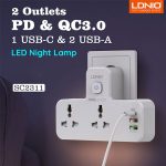 Ldnio Sc2311 20w Pd Fast Charging 2500w Power Extension Touch Night Lamp 2 Sockets 1 Usb-c +2 Usb-a - Image 3